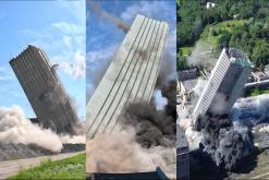 Odstřel skipové věže Dolu Lazy