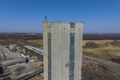 Odstřel skipové věže Dolu Staříč II