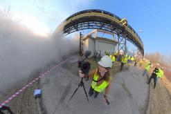 Odstřel skipové věže Dolu Staříč II