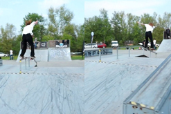 boardslide přes celou trubku padl při závodech, foto z videa