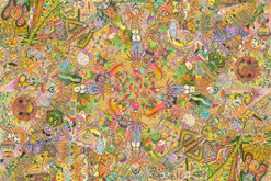 Zlato - pastelková mandala formátu A4