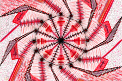 Jablečný sad / mandala formátu čverce 42 cm / pastelkami