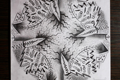 Elektrické vedení / tužkou / mandala formátu A4