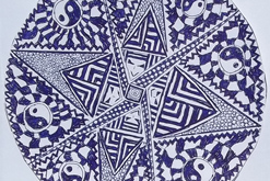 pastelková mandala s obrysy propiskou malého formátu