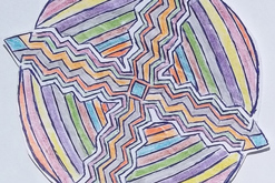 pastelková mandala s obrysy propiskou malého formátu