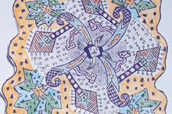 pastelková mandala s obrysy propiskou malého formátu