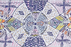 pastelková mandala s obrysy propiskou malého formátu