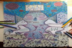 pastelková kresba formátu A2